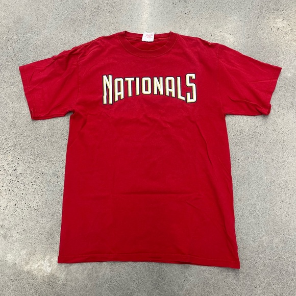 Vintage 2000s Washington Nationals Baseball Tee Shirt Red Large Mens Logo MLB - Picture 1 of 3